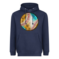 Navy baseball with sunflower round earrings Heavyweight Hoodie - BundleAndBundleShop