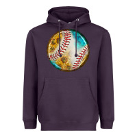 Plum baseball with sunflower round earrings Heavyweight Hoodie - BundleAndBundleShop