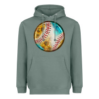 Sage baseball with sunflower round earrings Heavyweight Hoodie - BundleAndBundleShop