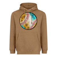 Toasted Coconut baseball with sunflower round earrings Heavyweight Hoodie - BundleAndBundleShop