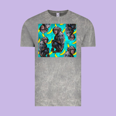 Chimpanzee And Banana Vintage Tee Designed By Lillyallendesigns