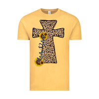 Vintage Mustard he is risen leopard cross Vintage Tee - JahusDesignShop