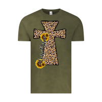 Vintage Olive he is risen leopard cross Vintage Tee - JahusDesignShop