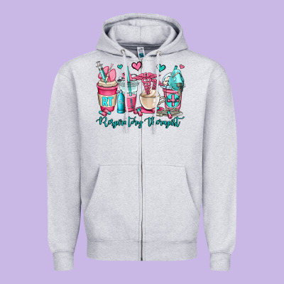 Rt Respiratory Therapist Coffee Cups Zipper Hoodie Designed By Oliviacreatesart