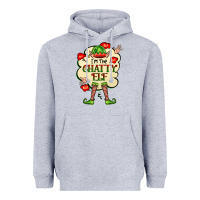 Heather Grey im the chatty elf Heavyweight Hoodie - FaDigitalArtStudio