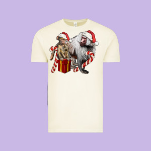 Christmas Baboon Baby And Mama Vintage Tee Designed By Lillyallendesigns
