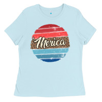 Baby Blue leopard merica Ladies Tee - MaliasSmallBusiness