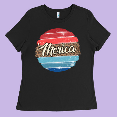 Leopard Merica Ladies Tee Designed By Maliassmallbusiness