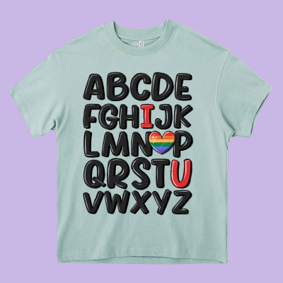 Pride Alphabet Heavy Core Tee Designed By Maliassmallbusiness
