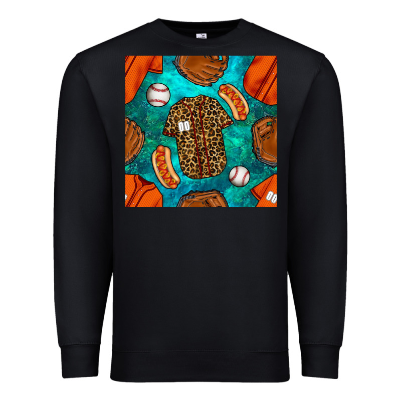 Baseball Leopard Uniform And Hotdog With Gemstone Seamless Pattern Premium Sweatshirt by BundleAndBundleShop | Teevron