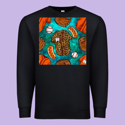Baseball Leopard Uniform And Hotdog With Gemstone Seamless Pattern Premium Sweatshirt Designed By Bundleandbundleshop
