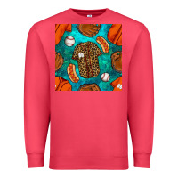 Cardinal baseball leopard uniform and hotdog with gemstone seamless pattern Premium Sweatshirt - BundleAndBundleShop
