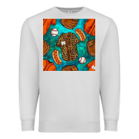 Dove Grey baseball leopard uniform and hotdog with gemstone seamless pattern Premium Sweatshirt - BundleAndBundleShop