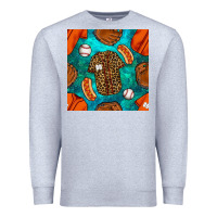 Heather Grey baseball leopard uniform and hotdog with gemstone seamless pattern Premium Sweatshirt - BundleAndBundleShop