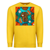Lemon baseball leopard uniform and hotdog with gemstone seamless pattern Premium Sweatshirt - BundleAndBundleShop