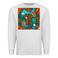 Oatmeal Heather baseball leopard uniform and hotdog with gemstone seamless pattern Premium Sweatshirt - BundleAndBundleShop