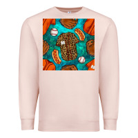 Pale Pink baseball leopard uniform and hotdog with gemstone seamless pattern Premium Sweatshirt - BundleAndBundleShop