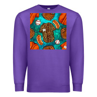 Purple baseball leopard uniform and hotdog with gemstone seamless pattern Premium Sweatshirt - BundleAndBundleShop