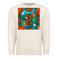 Sandshell baseball leopard uniform and hotdog with gemstone seamless pattern Premium Sweatshirt - BundleAndBundleShop