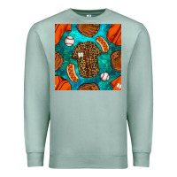 Seafoam baseball leopard uniform and hotdog with gemstone seamless pattern Premium Sweatshirt - BundleAndBundleShop