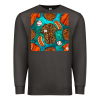 Smoke baseball leopard uniform and hotdog with gemstone seamless pattern Premium Sweatshirt - BundleAndBundleShop