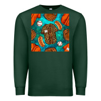 Sports Green baseball leopard uniform and hotdog with gemstone seamless pattern Premium Sweatshirt - BundleAndBundleShop
