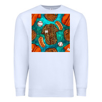 White baseball leopard uniform and hotdog with gemstone seamless pattern Premium Sweatshirt - BundleAndBundleShop