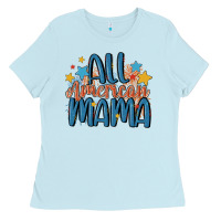 Baby Blue all american mama Ladies Tee - MaliasSmallBusiness