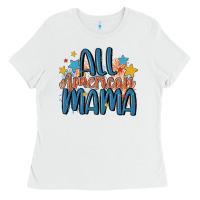 White all american mama Ladies Tee - MaliasSmallBusiness