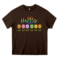 Chocolate Brown hello spring Heavy Core Tee - MaliasSmallBusiness