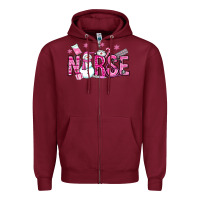Burgundy nurse pink christmas Zipper Hoodie - OliviaCreatesArt