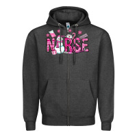 Charcoal Heather nurse pink christmas Zipper Hoodie - OliviaCreatesArt