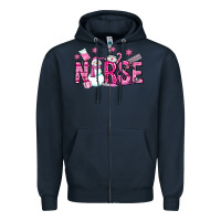 Navy nurse pink christmas Zipper Hoodie - OliviaCreatesArt