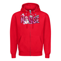 Red nurse pink christmas Zipper Hoodie - OliviaCreatesArt