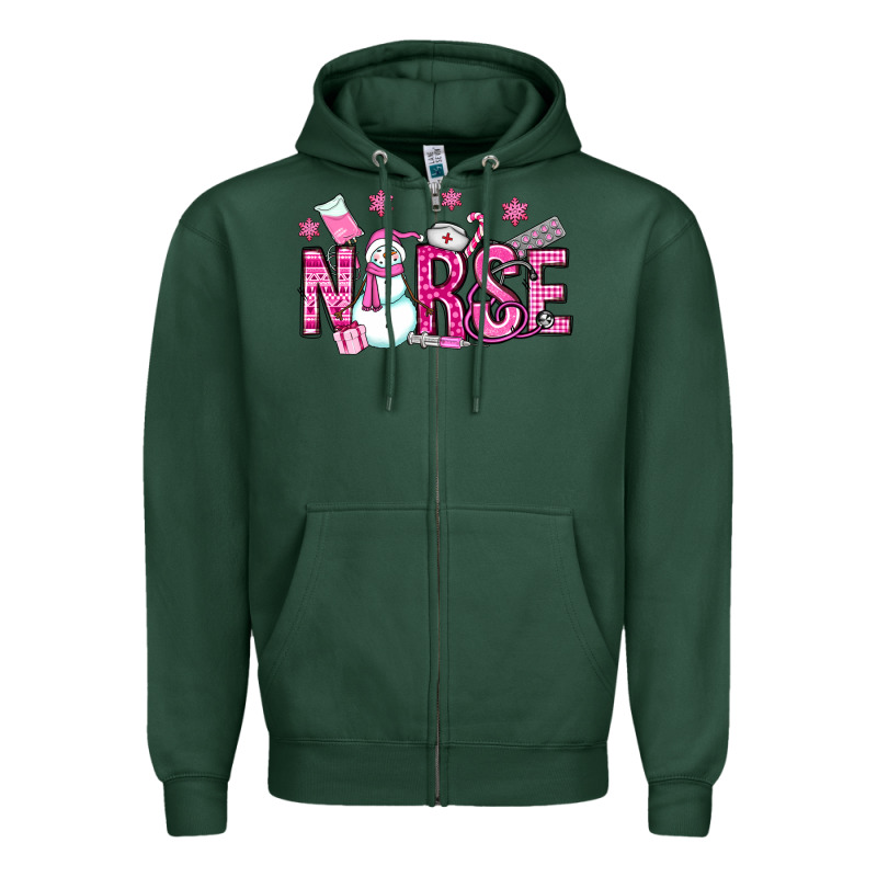 Nurse Pink Christmas Zipper Hoodie by OliviaCreatesArt | Teevron