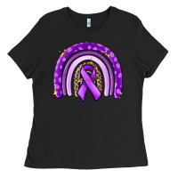 Black awerenes ribbon  rainbow Ladies Tee - MaliasSmallBusiness