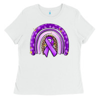 White awerenes ribbon  rainbow Ladies Tee - MaliasSmallBusiness