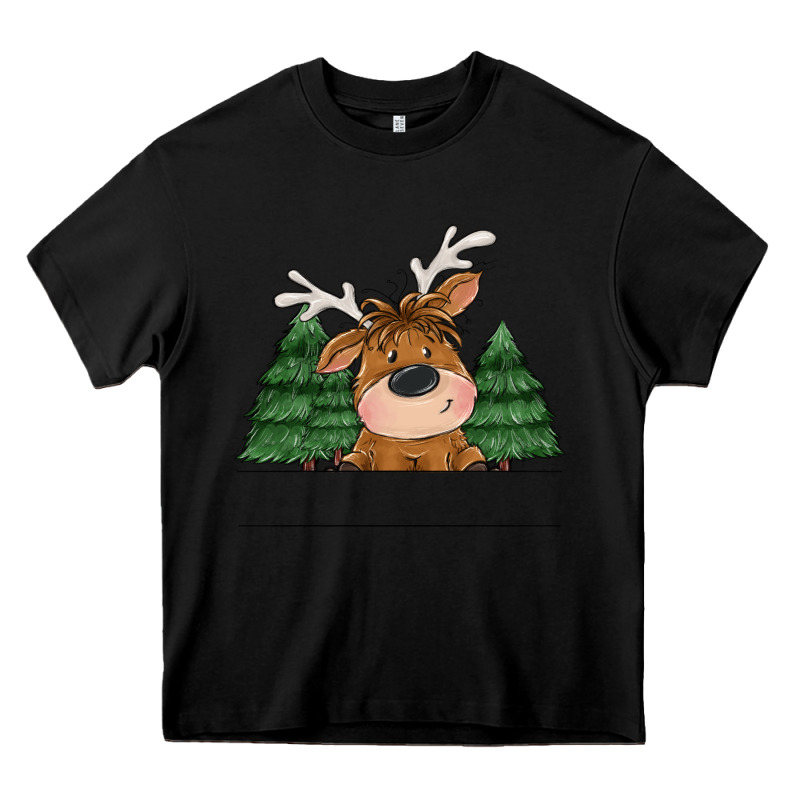 Personalized Christmas Deer Heavy Core Tee by MaliasSmallBusiness | Teevron