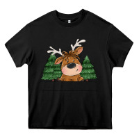 Black Personalized Christmas deer Heavy Core Tee - MaliasSmallBusiness