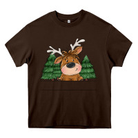 Chocolate Brown Personalized Christmas deer Heavy Core Tee - MaliasSmallBusiness