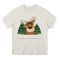 Cream Personalized Christmas deer Heavy Core Tee - MaliasSmallBusiness