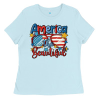 Baby Blue america the beautiful Ladies Tee - MaliasSmallBusiness