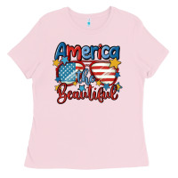Bubblegum Pink america the beautiful Ladies Tee - MaliasSmallBusiness