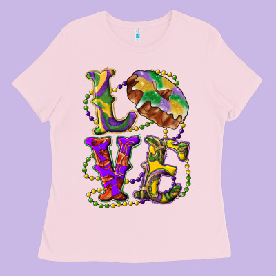 Mardi Gras Love With King Cake Ladies Tee Designed By Ranaportraitstore