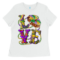 White mardi gras love with king cake Ladies Tee - RanaPortraitStore