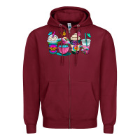 Burgundy tie dye coffee cups Zipper Hoodie - OliviaCreatesArt