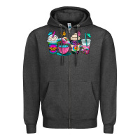 Charcoal Heather tie dye coffee cups Zipper Hoodie - OliviaCreatesArt