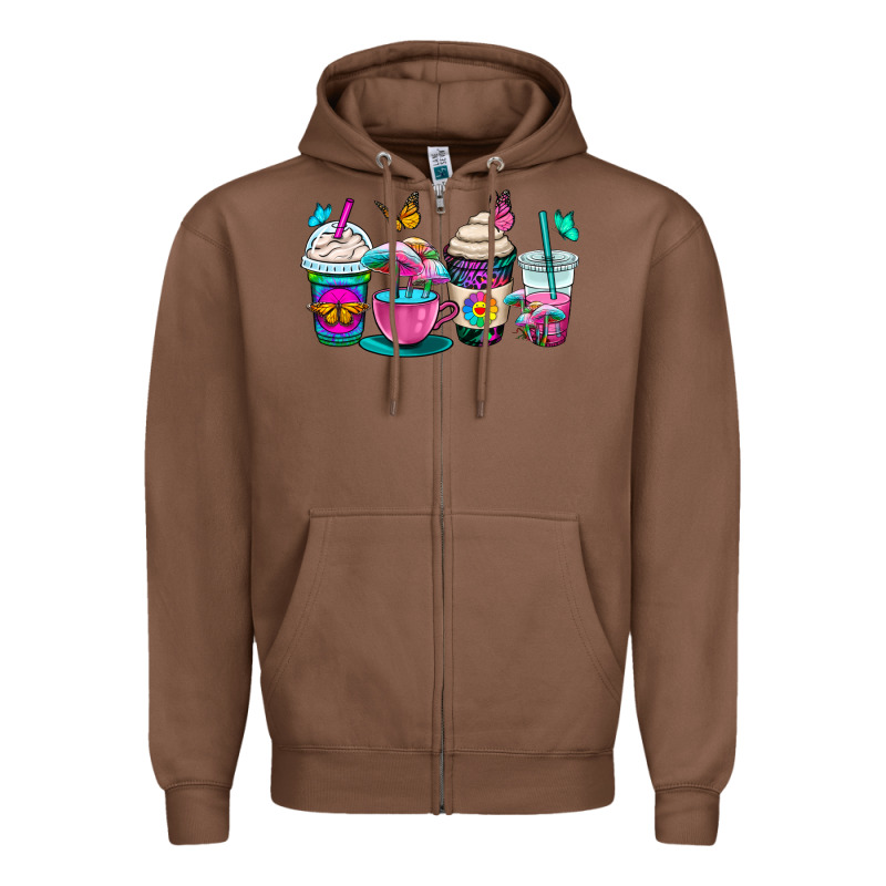Tie Dye Coffee Cups Zipper Hoodie by OliviaCreatesArt | Teevron