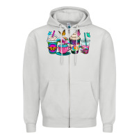 Dove Grey tie dye coffee cups Zipper Hoodie - OliviaCreatesArt