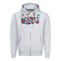 Heather Grey tie dye coffee cups Zipper Hoodie - OliviaCreatesArt